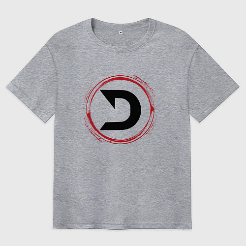 Мужская футболка оверсайз Символ Deadlock и красная краска вокруг / Меланж – фото 1