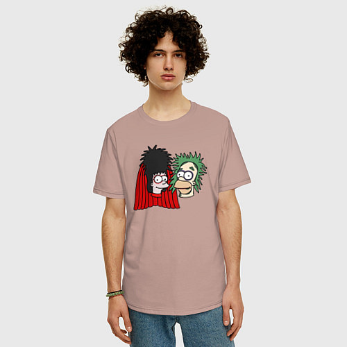 Мужская футболка оверсайз Симпсоны зомби / Пыльно-розовый – фото 3