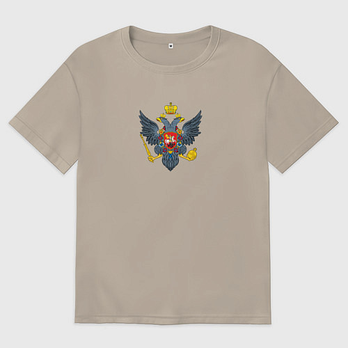 Мужская футболка оверсайз Россия герб символика / Миндальный – фото 1