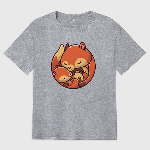 Мужская футболка оверсайз Fox family / Меланж – фото 1