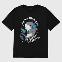 Футболка оверсайз мужская Im not antisocial i just dont like people, цвет: черный