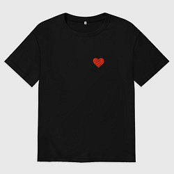 Футболка оверсайз мужская Сердце штрихами, цвет: черный