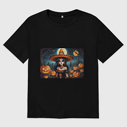 Мужская футболка оверсайз Страшилки ведьмочка
