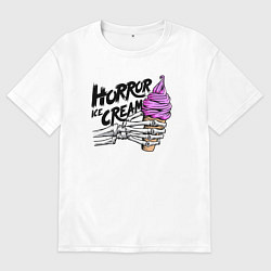 Футболка оверсайз мужская Horror ice cream, цвет: белый