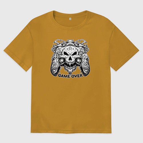 Мужская футболка оверсайз Череп джойстик game over / Горчичный – фото 1