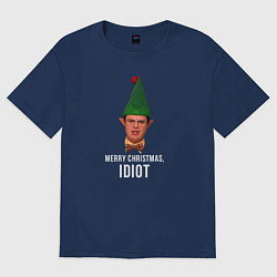 Футболка оверсайз мужская Merry Christmas idiot, цвет: тёмно-синий