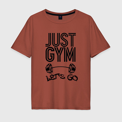 Мужская футболка оверсайз Just gym / Кирпичный – фото 1