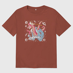 Футболка оверсайз мужская Космическое сражение, цвет: кирпичный