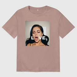Футболка оверсайз мужская Sasha Gray love big angel, цвет: пыльно-розовый
