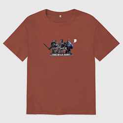 Футболка оверсайз мужская Ведьмак 3 дикая охота лого, цвет: кирпичный