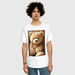 Футболка оверсайз мужская Игрушечный большой медвежонок, цвет: белый — фото 2