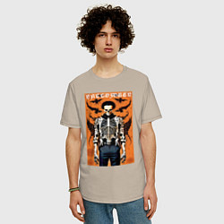 Футболка оверсайз мужская Cool skeleton - halloween poster, цвет: миндальный — фото 2