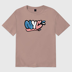Футболка оверсайз мужская Graffiti NYC, цвет: пыльно-розовый