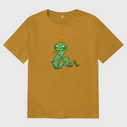 Футболка оверсайз мужская Змейка - символ года, цвет: горчичный