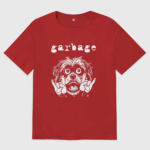 Мужская футболка оверсайз Garbage rock dog / Красный – фото 1
