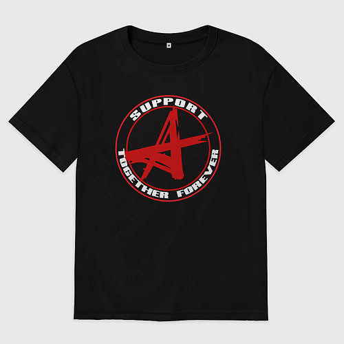 Мужская футболка оверсайз Алиса support / Черный – фото 1