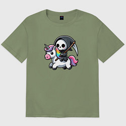 Мужская футболка оверсайз Смерть верхом на единороге