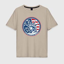 Футболка оверсайз мужская USA flag New York, цвет: миндальный