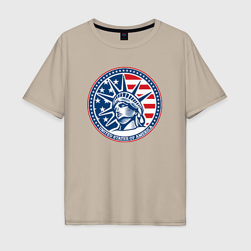 Мужская футболка оверсайз USA flag New York / Миндальный – фото 1