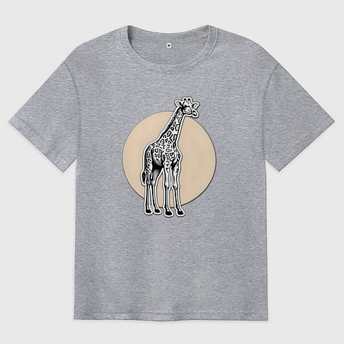 Мужская футболка оверсайз Круг жираф / Меланж – фото 1