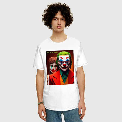 Мужская футболка оверсайз Joker and Minecraft - collaboration / Белый – фото 3