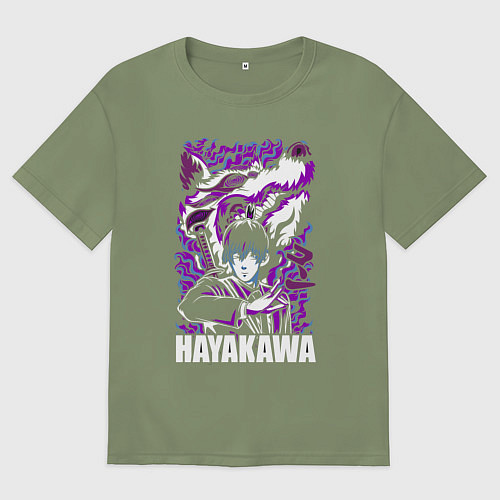 Мужская футболка оверсайз Человек-бензопила Аки Хаякава и демон / Авокадо – фото 1