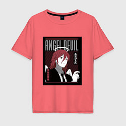 Футболка оверсайз мужская Человек-бензопила Angel Devil, цвет: коралловый