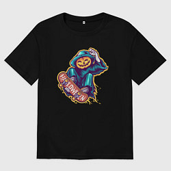 Футболка оверсайз мужская Halloween skater, цвет: черный