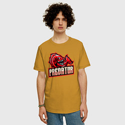 Футболка оверсайз мужская Рыбка хищник, цвет: горчичный — фото 2