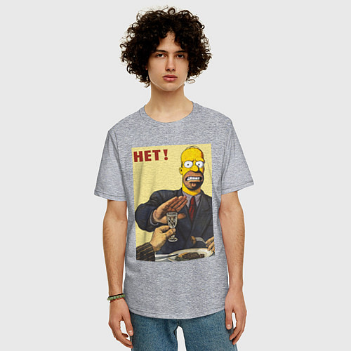 Мужская футболка оверсайз Пародия на плакаты СССР Гомер Симпсон / Меланж – фото 3