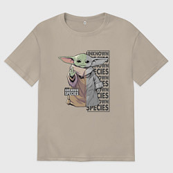 Футболка оверсайз мужская Unknown specis - Baby Yoda, цвет: миндальный