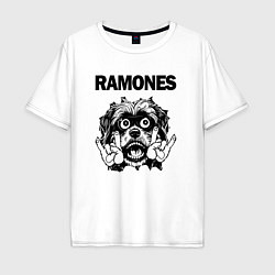 Футболка оверсайз мужская Ramones - rock dog, цвет: белый