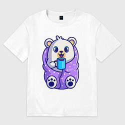 Футболка оверсайз мужская Белый мишка в одеяле, цвет: белый