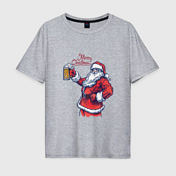 Мужская футболка оверсайз Merry Christmas Santa beer