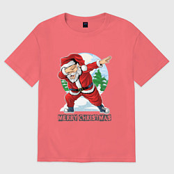 Футболка оверсайз мужская Dab Santa, цвет: коралловый