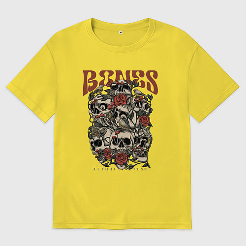 Мужская футболка оверсайз Привлекательные кости / Желтый – фото 1