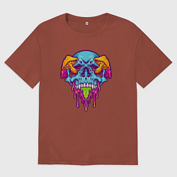 Футболка оверсайз мужская Череп в грибочках, цвет: кирпичный