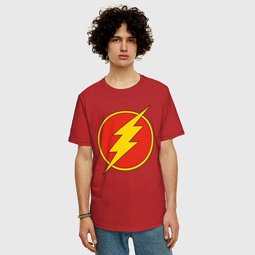 Мужская футболка оверсайз Flash logo / Красный – фото 3