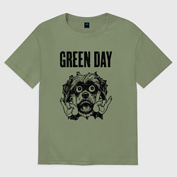 Футболка оверсайз мужская Green Day - rock dog, цвет: авокадо
