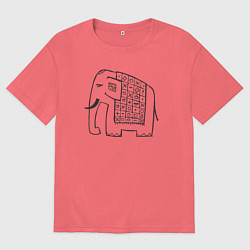 Футболка оверсайз мужская Индийский слонёнок, цвет: коралловый