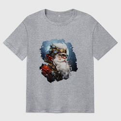 Футболка оверсайз мужская Санта Клаус стимпанк, цвет: меланж