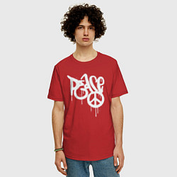 Футболка оверсайз мужская Peace graffiti, цвет: красный — фото 2