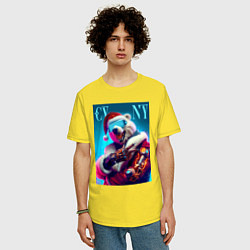 Футболка оверсайз мужская Cyber new year - bear ai art, цвет: желтый — фото 2