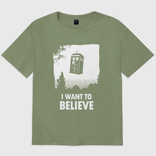 Мужская футболка оверсайз Tardis believe / Авокадо – фото 1