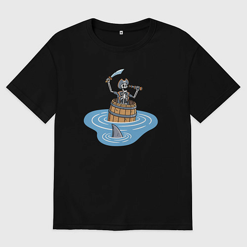 Мужская футболка оверсайз Пират в бочке / Черный – фото 1