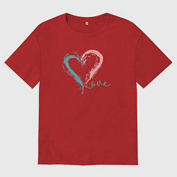 Футболка оверсайз мужская Сердце love, цвет: красный