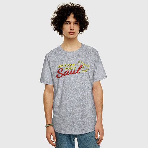 Мужская футболка оверсайз Better call Saul logo / Меланж – фото 3