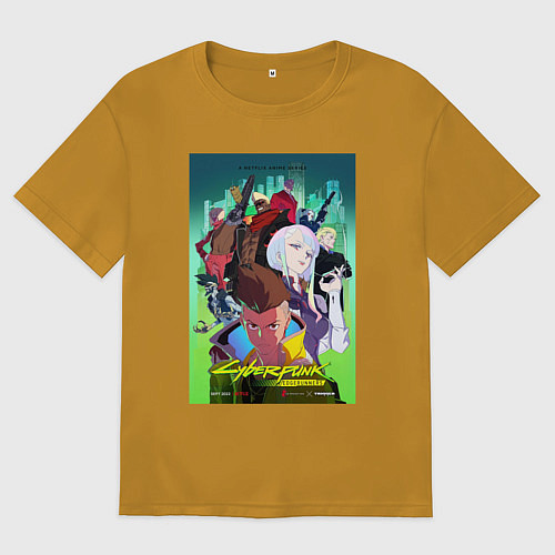 Мужская футболка оверсайз Киберпанк все / Горчичный – фото 1