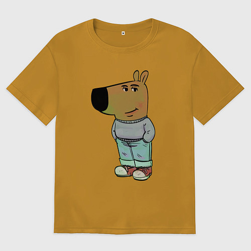 Мужская футболка оверсайз Чиловый парень / Горчичный – фото 1