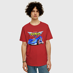 Футболка оверсайз мужская Cool hedgehog - Sonic racing team, цвет: красный — фото 2